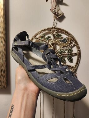 JBU Women's Navy Blue Casual Leather Sandal